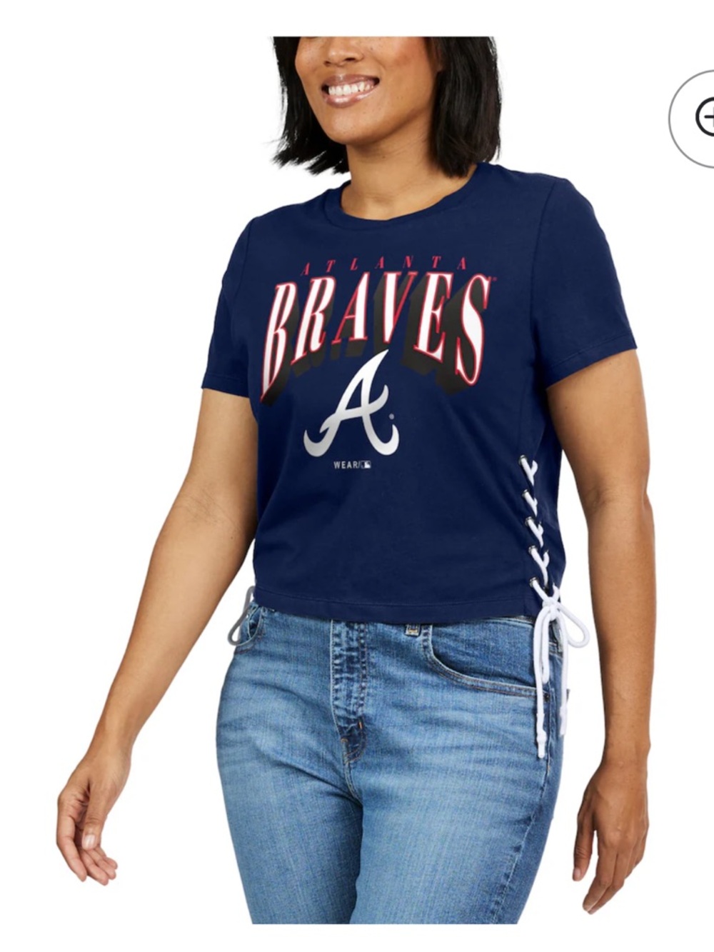 NWT WEAR by Erin Andrews Atlanta Braves Lace Up Top Size XL